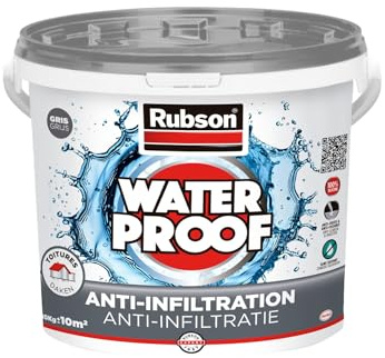 Rubson revêtement Waterproof Anti fuite Gris10kg pour réparation et étanchéité, protecteur de toiture à base de silicone