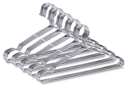 FSUTEG Wire Hangers, Clothes Hangers 50 Pack Heavy Duty Stainless Steel Metal Pants Hangers 16.5inch
