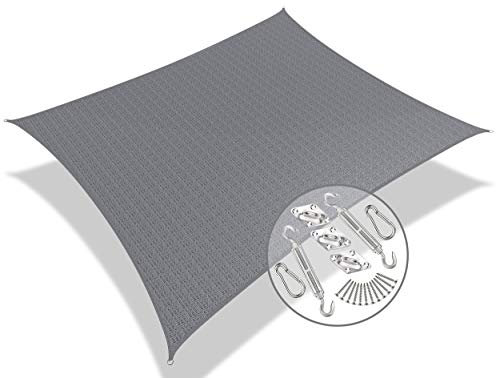 vounot Voile d'ombrage Rectangulaire HDPE avec Le Kit de Fixation Protection UV Toile Ombrage Résistant Aéré et Respirant Bloque 90% Rayons UV Kit de Montage Inclus 3x5m Gris
