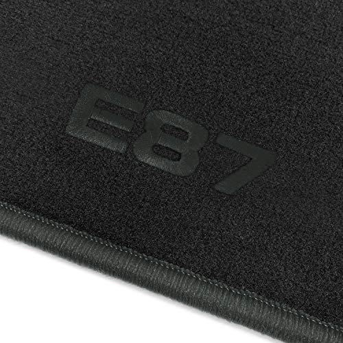 online-fussmatten OFM-Q300_E87-319 Passform Velours-Fußmatten mit Bestickung E87 und Rand in Anthrazit