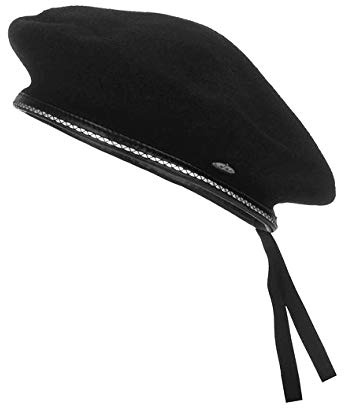 Elosegui Baskenmütze Che Militär-Design, 100 % Merinowolle, verstellbares Band (Schwarz, Einheitsgröße), Schwarz , One size