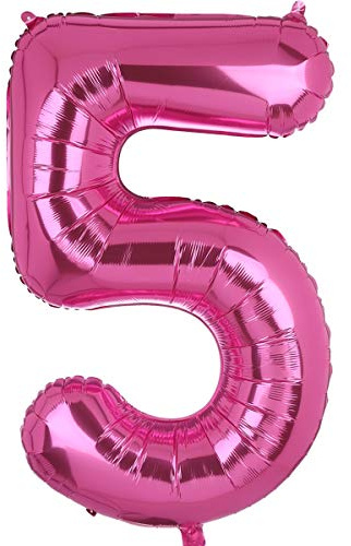 XXL Groß Rosa Zahl 5 Folienballon Luftballon Folien Mylar Riese Helium Ballon Geburtstag Party Deko Lieferungen 100 CM