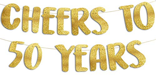 Goldfarbenes Glitzerbanner zum 50. Jahrestag und Geburtstag, Party-Dekoration