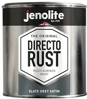 JENOLITE Directorust Satin Paint | SLATE GREY | Multi Surface Paint | For Use On Wood, Metal, Plastic, Ceramic & Rusted Surfaces | 1 Litre (RAL 7031)