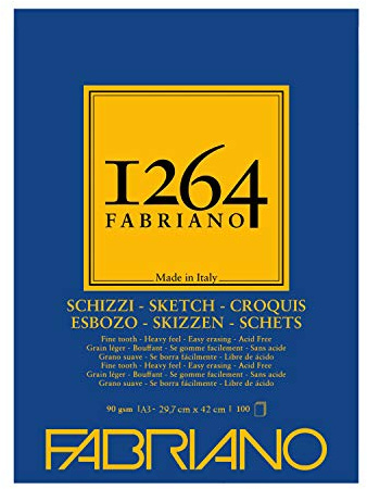 Honsell 19100633 - Fabriano Schizzi Skizzenblock 1264 kopfgeleimt, 90 g/qm, DIN A3, 100 Blatt Skizzenpapier in elfenbeinweiß, säurefrei, leicht gekörnt, für alle Trockentechniken