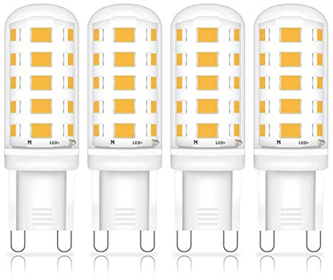 Huoqilin G9 LED Lampadine Bianco Caldo,3W Equivalente di Lampadine alogene da 40W,3000K,360lm,Confezione da 4