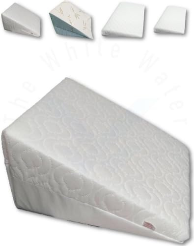 100% Real Viscoelastic Pure FOAM Firm WEDGE PILLOW Hypoallergenic - Multi Use Orthopaedic Back Neck Leg Hospital Angular Support Acid Reflux Reading Cushion Made in England UK (Standard)