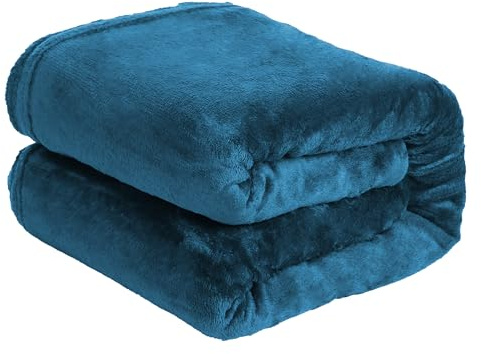 H HANSEL HOME Manta de Microfibra Franela Extrasuave para Sofá o Cama, Polar, Todas Las Estaciones, Azul 220x240cm