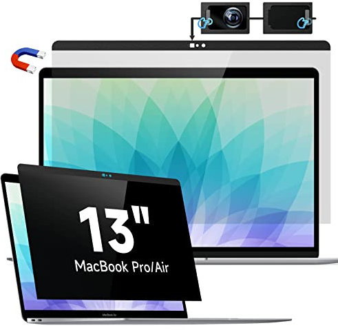 Magnétique Filtre de Confidentialité Compatible avec Apple MacBook Pro 13 Pouces (2016-2022, M1,M2)&MacBook Air 13 (2018-2021, M1),Amovible Anti-Espion,Lumière Bleue,Filtre ecran Confidentialité 13.3