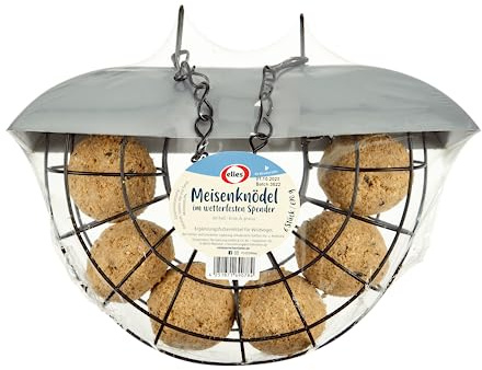 Elles Meisenknödel 6 Stück im Halbmond-Spender, 690g | Wetterfestes Design | Für energiereiche Fütterung | 100% natürliche Knödel | Umweltfreundlich & einfach zu verwenden
