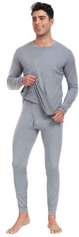 North Bund Biancheria Intima Termica Set Uomo Pantaloni Maglia Maniche Lunghe Intimo Completo Termico Inverno Base Layer Pile Traspirante Termici per Sci Ciclismo Running Trekking Sportiva Grigio XL