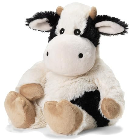 Warmies - Bouillotte micro-ondes à graines avec housse déhoussable - Vache beige