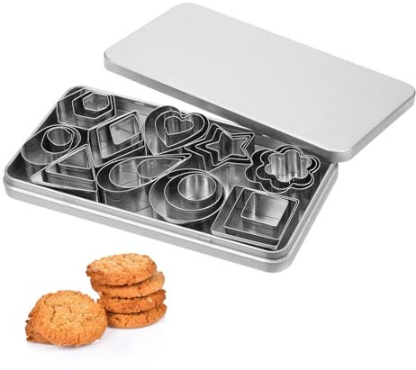 Set di Tagliabiscotti a Forma di Fiori e Stelle in Acciaio Inox