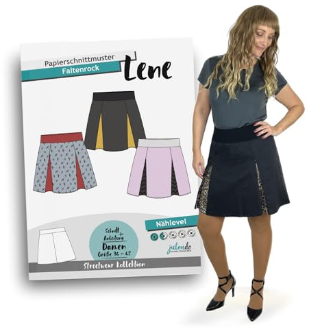 JULENDO Schnittmuster Faltenrock Lene Gr. 34-42 | Papierschnittmuster für Damen mit Nähanleitung