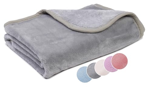 liebling Kuscheldecke Kids Cashmere Feeling Kinder Decke 75 x 100 cm, Silber, Premium Sofa Decke, Dicke warme Wohndecke, 500 gr. / m²