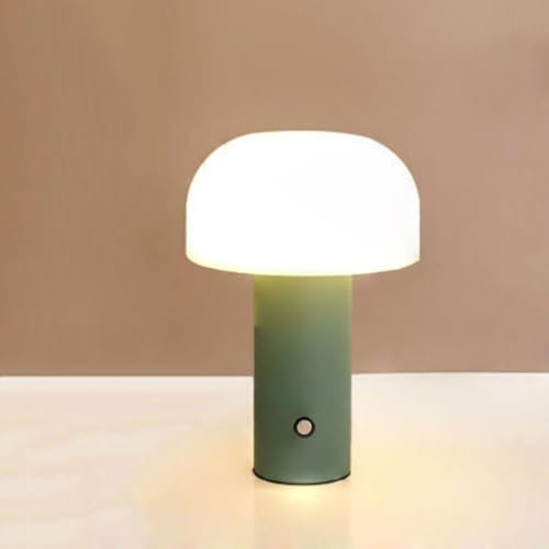 OOWOKS Lampe de Table LED sans Fil Lampe à Poser à variateur Tactile Rechargeable USB Lampes Champignon Blanc Abat-Jour Acrylique Lampe de Bureau Champignon Veilleuse Lampe de Chevet Mushroom,Vert