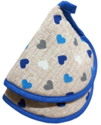 Ricami Fiorentini Baldi Set 2 presine cappuccio da cucina in cotone 100%, divertenti, campanella, colorate. Prodotto Artigianale Toscano (Romantica blu, 2 pezzi)