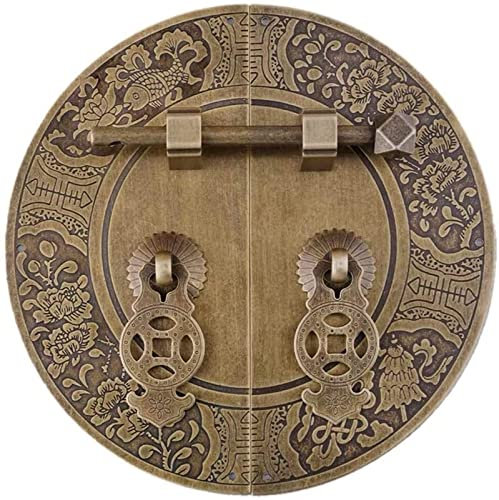SANZHEN Messing Türschild Bronze Schnitzerei Dekorative runde Griffknöpfe Antiker Schrank Kleiderschrank Türziehschloss Kupfergriff Türklopfer