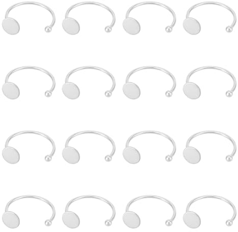 UNICRAFTALE 20 Stück Edelstahl Ringbasis Offene Manschetten Ringe 8mm Silber Poliert Minimalistisch
