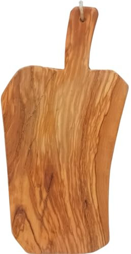 Tagliere in legno ulivo con manico 35x16 cm artigianale per tagliare e servire antipasti salumi carne formaggio pane