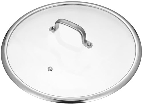 Ciieeo Topfdeckel 13.11 Zoll Gehärtetes Glas Mit Edelstahlrand Hitzebeständigem Griff Pfannendeckel 33 Cm Zum Beobachten Garvorgang Und Anti-Öl-Spritzschutz Für Küche