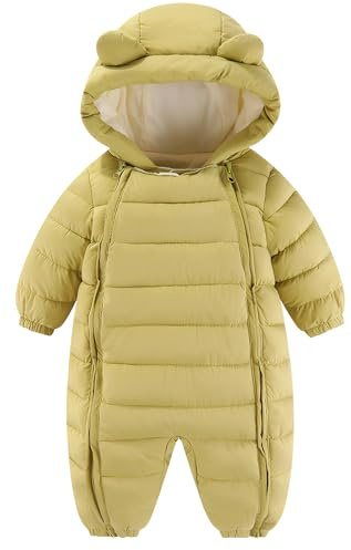 Happy Cherry – overall vinter baby pojke flicka snödräkter tjock sparkdräkt varm lekdräkt långa ärmar småbarn jumpsuit barn vinterrock – 0–24 månader, Grön, 5-10 Monate