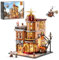 FUNWHOLE Steampunk Flying Club Lighted Building Set – 1858 Pieces Modular Construction Kit Collector’s Set for Adults and Teens