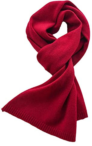 JLBopqaz Wollschal, Kaschmirschal, einfarbiger Winterschal für Damen, Warmer Langer Wollschal für Herren (Elfenbein, Erwachsene 155 cm) (Rot, Erwachsene 155 cm)