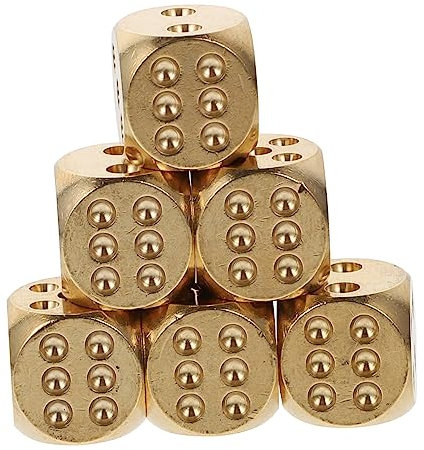 UPKOCH 6stücke Massiver Messingwürfel Kleine Würfelspiel Requisite Kompaktes Würfelset Für Bar Familien Spielspaß