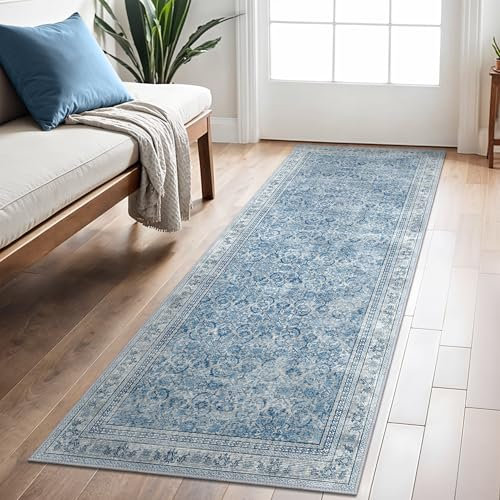 BEIMO 80X150CM Area Rugs for Bedroom,Vintage Boho Carpets for Living Room Non Slip Machine Washable Rug Short Low Pile Rug for Kitchen Dining, Hallway, Office-DarkBlue