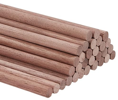 DELORIGIN 30Pcs Wood Dowels 1/5 inch Wooden Pole Rods 12inch Long Unfinished Walnut Dowel Rod Sticks for DIY Crafting Woodworking Project Woodworker Home Decor Miniature Wooden House Building