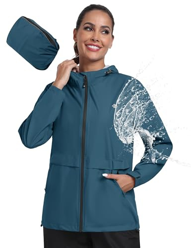 MoFiz Veste de pluie Femme Imperméable Veste Extérieure Légère Imperméable coupe-vent pour Cyclisme Voyage Jogging Randonnée Trekking