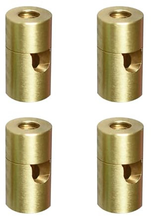 FSLiving Aluminium Wand- und Deckenpins für Textilkabel, 4x Stück, Aufputz-Kabelhalter für Textilkabel, Lampen Decken- und Wandpin mit Schrauben - Gold - 16mmx27mm