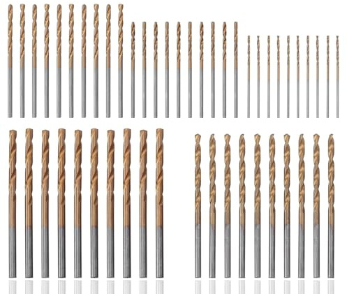 HaoTrade 50 Stück Mini Hand Spiralbohrer Set, HSS Micro Bohrer Set | Twist Schnellarbeitsstahl Bohrer, Titanbeschichtung Spiralbohrer Metallbohrer, für Aluminium, Kunststoff, Stahl, Holz