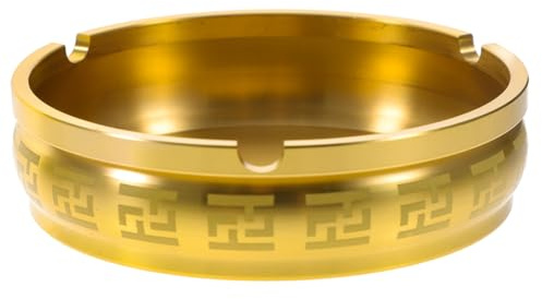 Amosfun Aschenbecher Einfach zu Reinigen für Wohnzimmer und Büro Runder Messing Sicher in Anwendung Stilvoller Retro Design Aschenhalter in Gold