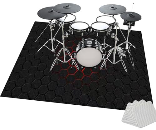 Trummatta ljudisolerad matta professionell trummatta – trummattor halkfri filt för elektronisk jazz trumsats bastrumma virvel och annan musikinstrumentmatta – 120 x 90 cm rektangulär trummatta