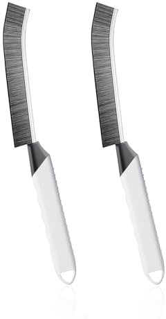 SUOXU Cepillo de limpieza, cepillo de baño, hogar, cocina, baño, ventana, cepillo de limpieza de juntas, 2 piezas de cerdas duras, herramienta de limpieza mágica, para azulejos, ranura, color gris y