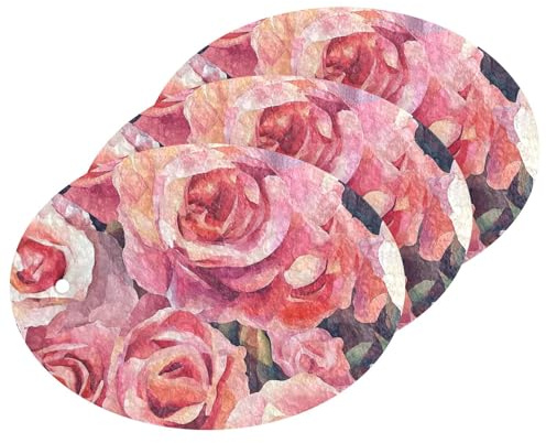Ölgemälde Rosen Kunst saugfähige Schwämme zum Waschen müheloses Dekoratives Küchenschwämme zum Waschen von Geschirr zur Reinigung von Küchenpfannen, Geschirr und Antihaft-Kochgeschirr (3 Stück)