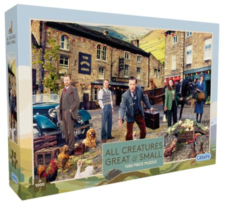 Gibsons All Creatures Great & Small 1000 Piece Jigsaw Puzzle for Adults - Colourful Countryside Village Scene from the TV Show Sustanaible Puzzle Made from 100% Recycled Thick Board - Premium Gift