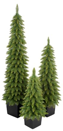 regalik Künstlicher Weihnachtsbaum 60cm – Weihnachtsbaum schmal in Pflanzkübel Beton Schwarz, realistisch & platzsparend, stabil & pflegeleicht