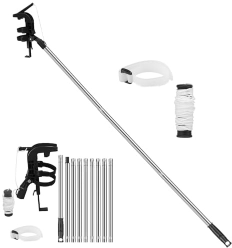 3.6m Teleskop-Sprühdosen Verlängerung, 0-115° winkelverstellbarer Sprühdosen Adapter, stabiler Sprühdosenhalter für Wespenspray, Sprühfarbe Aerosoldosen – ohne Leiter auf Höhen bis (Schwarz)