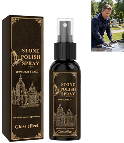 Rengöringsmedel för gravstenar och monument av granit och marmor, restaurerings- och poleringsspray för gravstenar, mild stenrengöring för gravstenar, rengöringsspray gravvård. (1 st)