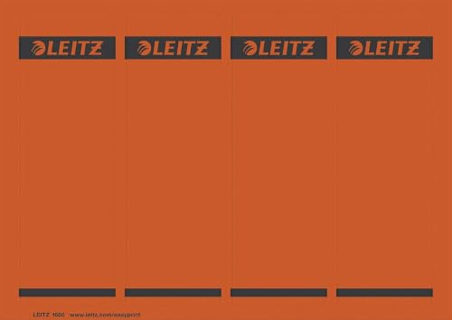 Leitz PC-beschriftbare Rückenschilder selbstklebend für Standard- und Hartpappe-Ordner, 100 Stück, Kurzes und breites Format, 62 x 192 mm, Papier, rot, 16852025