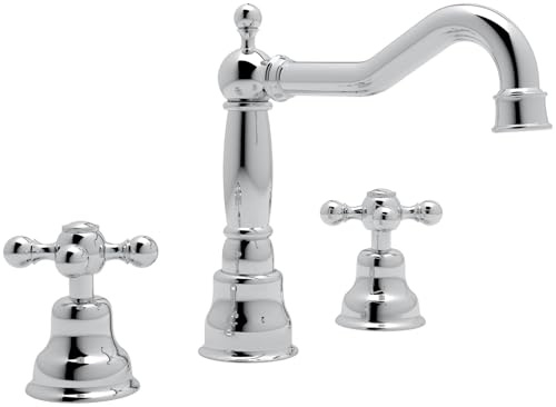 Rohl AC107X-APC-2 7-1/8-Inch Reach Fixed Spout Cisal Widespread Traditional Country Spout Lavatory Faucet, Polished Chrome