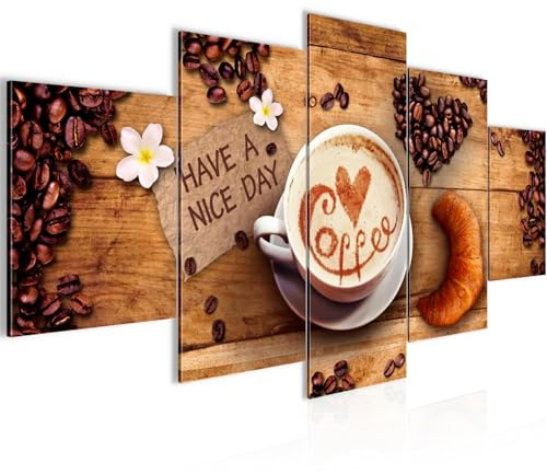 Runa Art - Bilder Küche Kaffee 200 x 100 cm 5 Teilig XXL Wanddekoration Design Braun 501251a