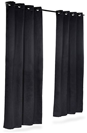 Relaxdays Verdunklungsvorhänge mit Ösen, 2er-Set, einfarbig, waschbar, HBT: 245 x 135 x 0,5 cm, schwarz