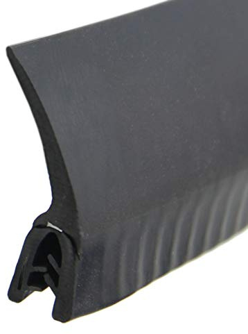 SMI-Dichtungsprofil DF5 für 2-4mm EPDM Vollgummi mit Stahleinlage selbstklemmend ohne Kleber - Kantenschutz mit Fahne oben Dichtung, Kantenschutzdichtprofil für Auto, Kofferraum (10 m)