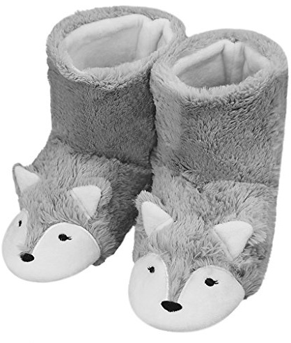 Chaussons Femmes Hiver Pantoufles Renard Chauds Velours Montants Enfant Chaussure Noël Peluche Mules Bottes de Neige Plat Coton Automne Bas Animal Doux Mignon Intérieure Maison Ski