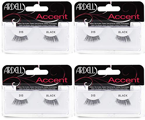 Ardell Accent Half Lashes 315 - Natural Looking Cat Eye for Everyday Wear, 4 Pack