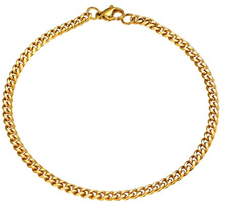 FOCALOOK Panzerkette Armband 21cm für Männer Jungen 18k vergoldet Gliederarmband trendige kubanische Armkette Armschmuck für Frauen Mädchen Hip Hop Rapper Accessoire
